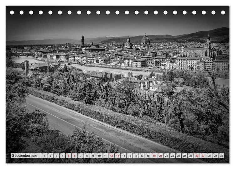Produktbild: FLORENZ Monochrome Impressionen (Tischkalender 2026 DIN A5 quer), CALVENDO Monatskalender