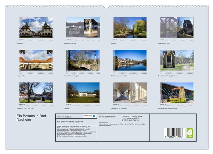 Produktbild: Ein Besuch in Bad Nauheim (hochwertiger Premium Wandkalender 2026 DIN A2 quer), Kunstdruck in Hochglanz