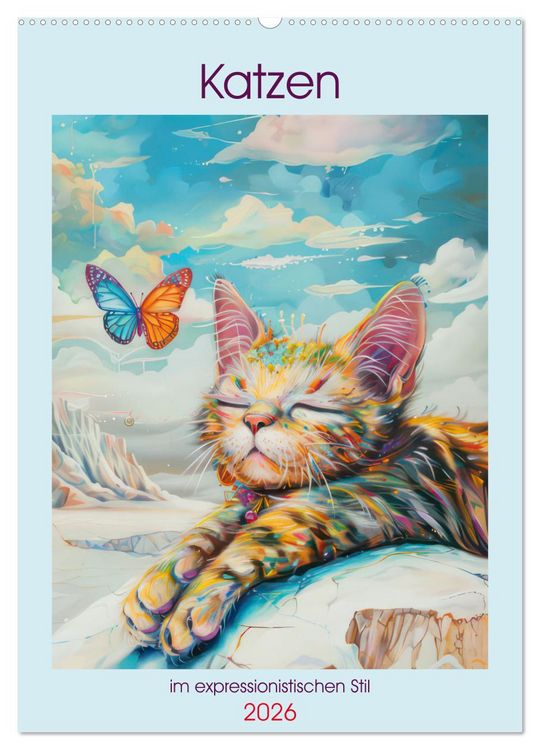 Produktbild: Katzen im expressionistischen Stil (Wandkalender 2026 DIN A2 hoch), CALVENDO Monatskalender