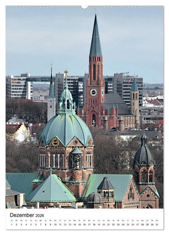 Produktbild: M&uuml;nchen Blick vom Alten Peter (hochwertiger Premium Wandkalender 2026 DIN A2 hoch), Kunstdruck in Hochglanz