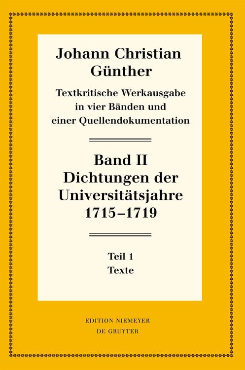 Produktbild: Dichtungen der Universit&auml;tsjahre 1715-1719