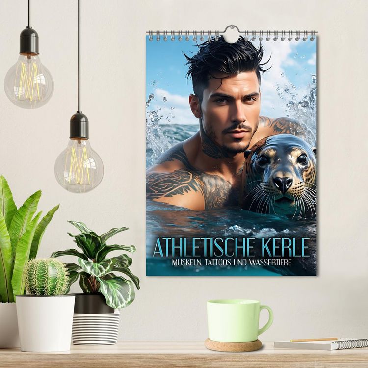 Produktbild: Athletische Kerle - Muskeln, Tattoos und Wassertiere (Wandkalender 2026 DIN A4 hoch), CALVENDO Monatskalender