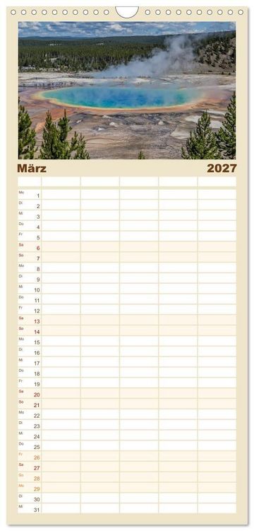 Produktbild: Familienplaner 2027 - Wyoming, South Dakota Colorado mit 5 Spalten (Wandkalender, 21 x 45 cm) CALVENDO