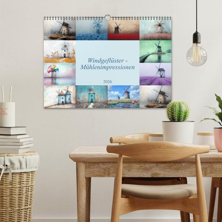 Produktbild: Windgefl&uuml;ster-M&uuml;hlenimpressionen (Wandkalender 2026 DIN A3 quer), CALVENDO Monatskalender