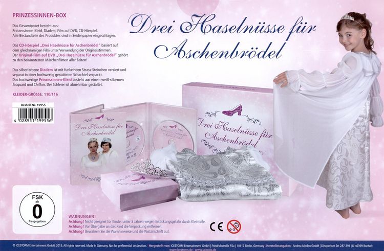 Produktbild: Drei Haseln&uuml;sse f&uuml;r Aschenbr&ouml;del - Prinzessinnen Box (+ CD-H&ouml;rspiel) (+ Diadem) (+ Prinzessinen-Kleid Gr&ouml;&szlig;e 110/116