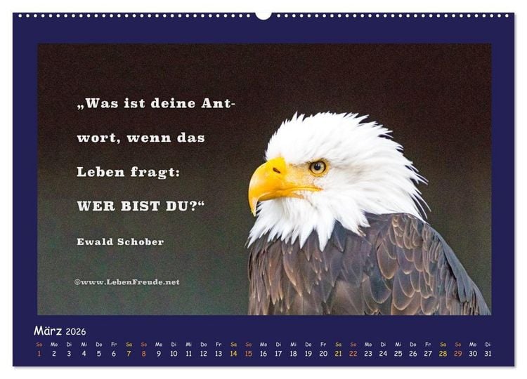 Produktbild: Bewusst leben und gl&uuml;cklich sein (Wandkalender 2026 DIN A2 quer), CALVENDO Monatskalender