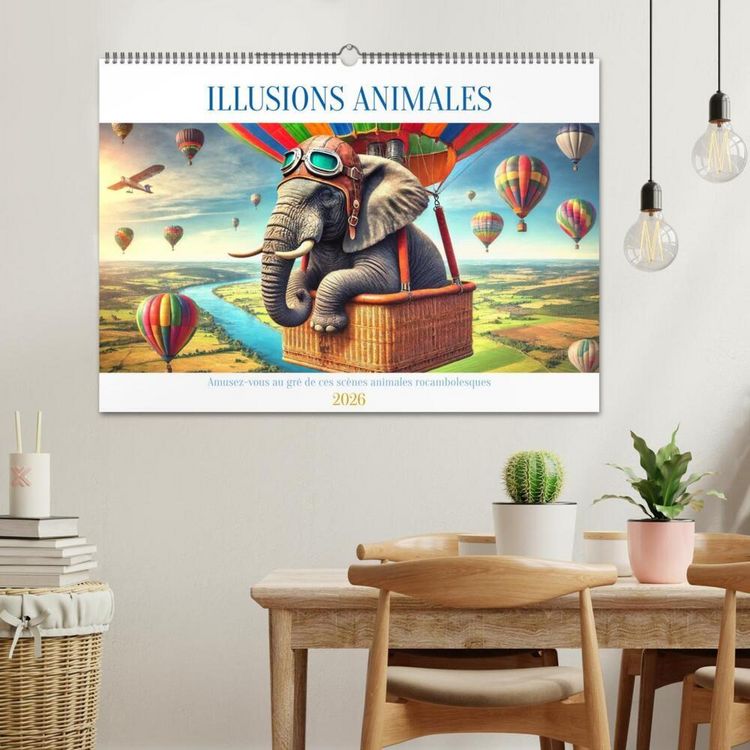 Produktbild: Illusions animales - Amusez-vous au gr&eacute; de ces sc&egrave;nes animales rocambolesques (Calendrier mural 2026 DIN A2 vertical), CALVENDO calendrier mensuel