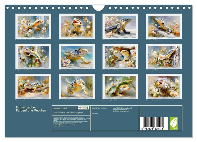 Produktbild: Echsenzauber. Farbenfrohe Reptilien (Wandkalender 2027 DIN A4 quer), CALVENDO Monatskalender