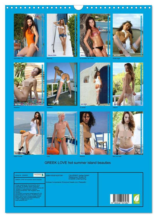 Produktbild: GREEK LOVE hot summer island beauties (Wandkalender 2026 DIN A3 hoch), CALVENDO Monatskalender