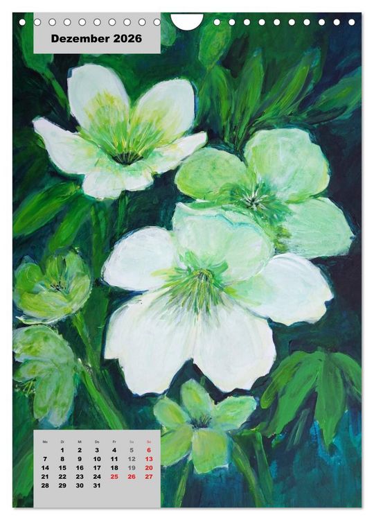 Produktbild: Blumen in Acryl (Wandkalender 2026 DIN A4 hoch), CALVENDO Monatskalender