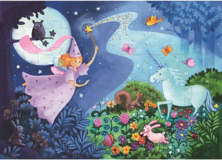 Produktbild: Puzzle - Silhouette Die Fee und das Einhorn 36 Teile