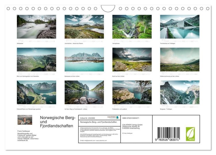 Produktbild: Norwegische Berg- und Fjordlandschaften (Wandkalender 2026 DIN A4 quer), CALVENDO Monatskalender
