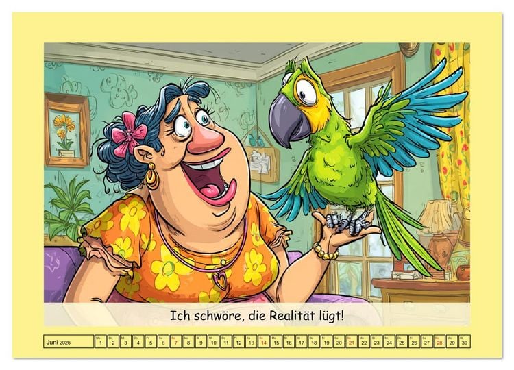 Produktbild: Witzige Cartoons und Spr&uuml;che. Das lustige Leben mit einem Vogel (hochwertiger Premium Wandkalender 2026 DIN A2 quer), Kunstdruck in Hochglanz