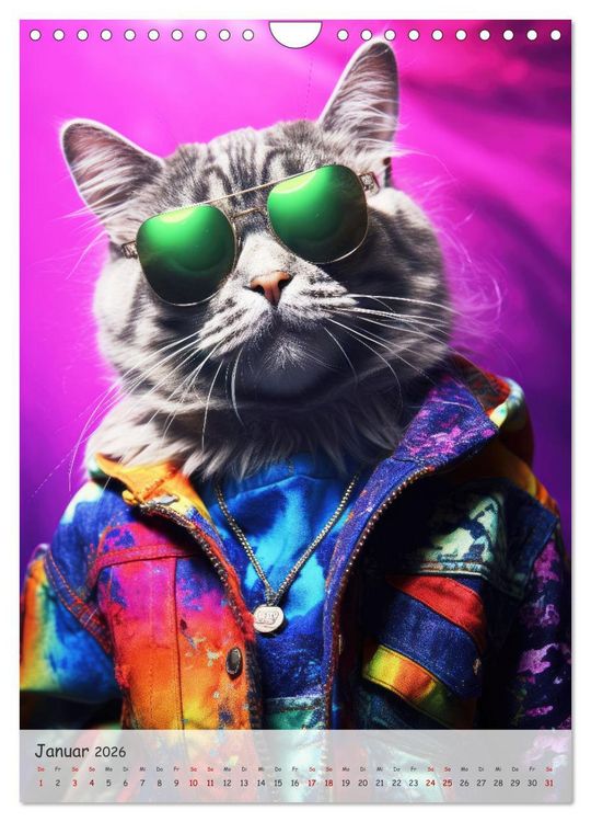 Produktbild: Katzen im lustigen Gangsterlook (Wandkalender 2026 DIN A4 hoch), CALVENDO Monatskalender
