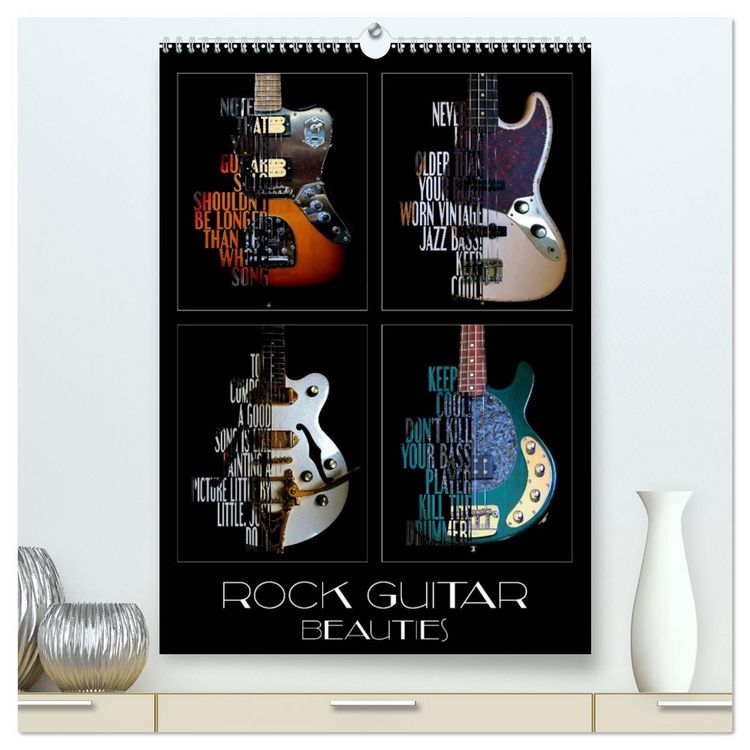 Produktbild: Rock Guitar Beauties (High Quality Premium Wall Calendar 2026 DIN A2 portrait),CALVENDO 12 Month Wall Calendar