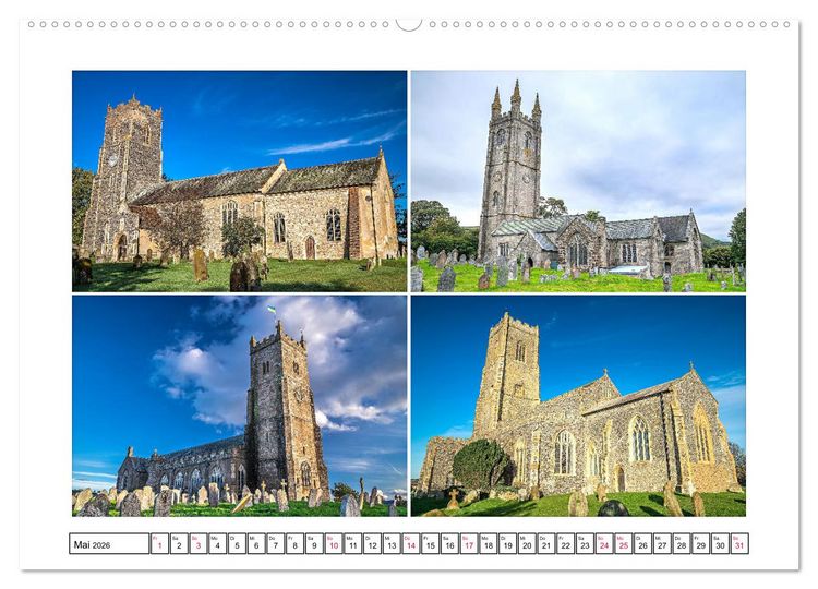 Produktbild: Trutzig und Wehrhaft - Englands Kirchen (hochwertiger Premium Wandkalender 2026 DIN A2 quer), Kunstdruck in Hochglanz