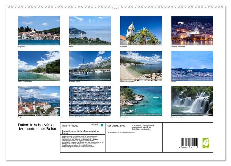 Produktbild: Dalamtinische K&uuml;ste - Momente einer Reise (hochwertiger Premium Wandkalender 2026 DIN A2 quer), Kunstdruck in Hochglanz