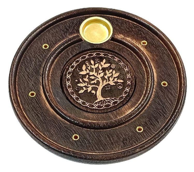 Produktbild: R&auml;ucherst&auml;bchenhalter "Baum des Lebens" Holz rund 10 cm