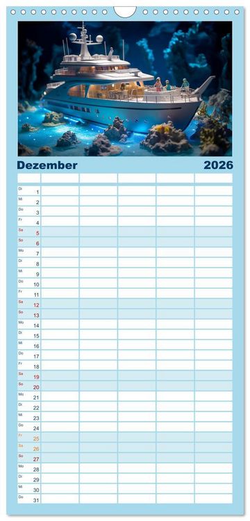 Produktbild: Familienplaner 2026 - Abenteuer Spielzeugland rund ums Wasser mit 5 Spalten (Wandkalender, 21 x 45 cm) CALVENDO