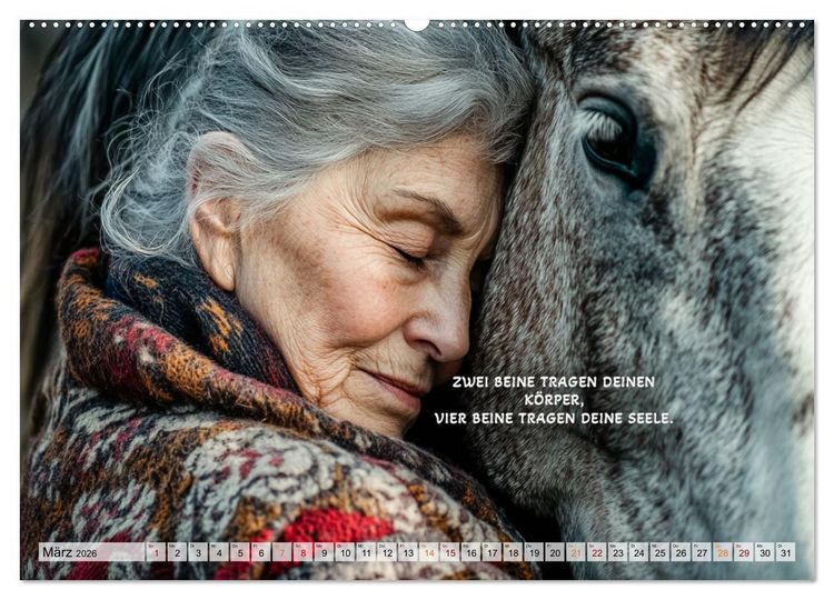 Produktbild: Pferde und Seelenspr&uuml;che (hochwertiger Premium Wandkalender 2026 DIN A2 quer), Kunstdruck in Hochglanz