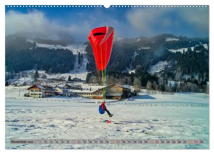 Produktbild: Frei sein - Paragliding (Wandkalender 2026 DIN A2 quer), CALVENDO Monatskalender