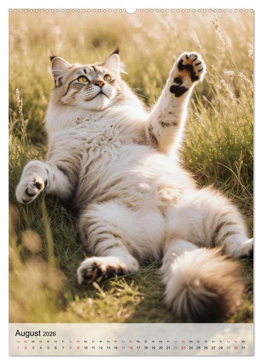 Produktbild: Maine Coon Kalender - Majest&auml;tische Katzen in der Natur (Wandkalender 2026 DIN A2 hoch), CALVENDO Monatskalender
