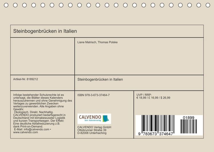 Produktbild: Steinbogenbr&uuml;cken in Italien (Tischkalender 2022 DIN A5 quer)