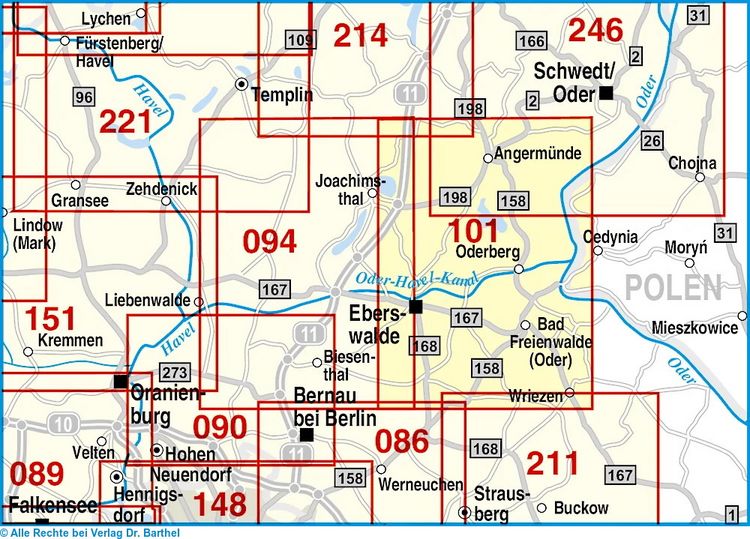Produktbild: Radwander- und Wanderkarte Angerm&uuml;nde, Eberswalde, Niederfinow, Bad Freienwalde (Oder) und Umgebung