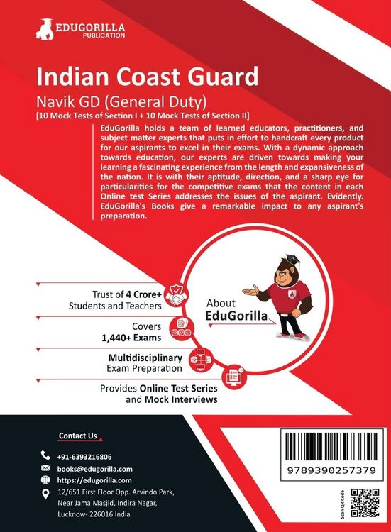 Produktbild: Indian Coast Guard Navik GD Book 2023 (English Edition) - 1100 Solved Questions [20 Mock Tests (Section I and Section II)] with Free Access To Online