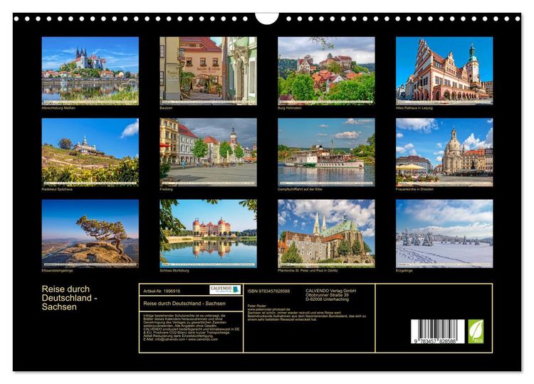 Produktbild: Reise durch Deutschland - Sachsen (Wandkalender 2026 DIN A3 quer), CALVENDO Monatskalender