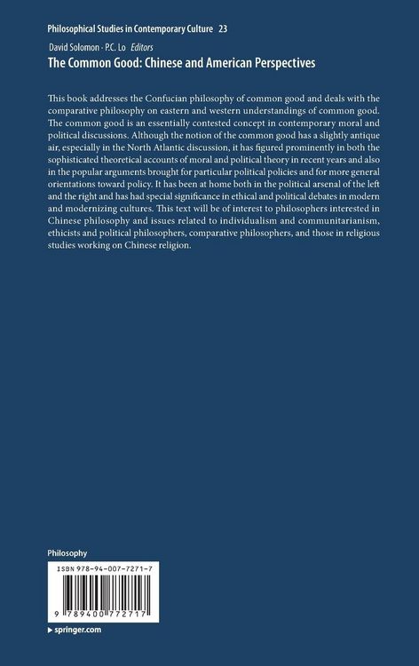 Produktbild: The Common Good: Chinese and American Perspectives
