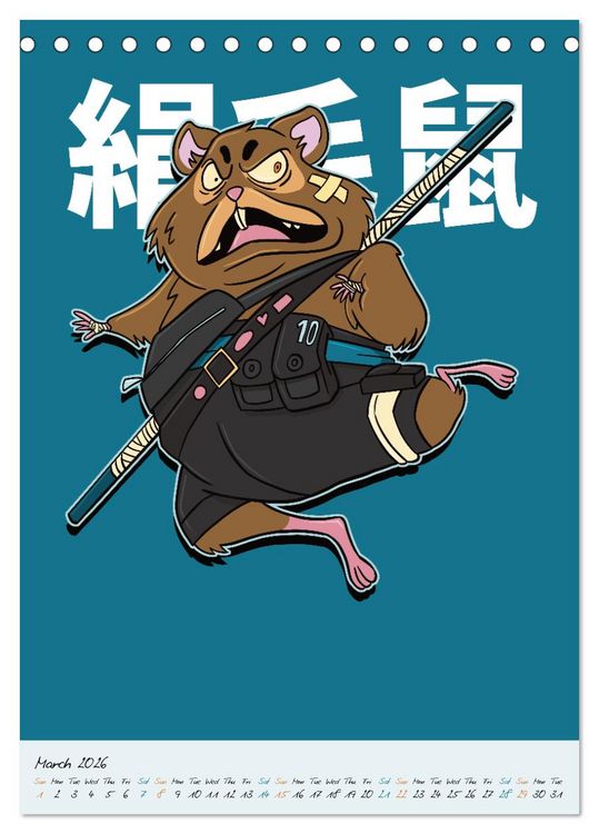 Produktbild: Dangerous Animal Samurai (Desk Calendar 2026 DIN A5 portrait), CALVENDO 12 Month DeskCalendar
