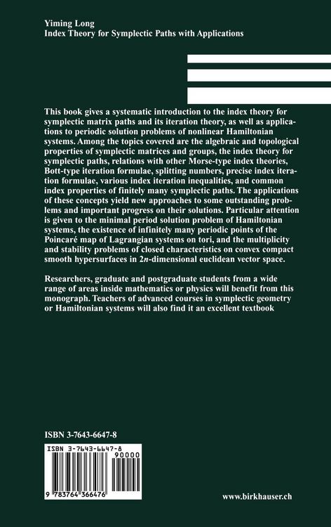 Produktbild: Index Theory for Symplectic Paths with Applications