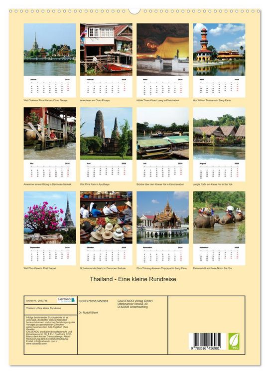 Produktbild: Thailand - Eine kleine Rundreise (hochwertiger Premium Wandkalender 2026 DIN A2 hoch), Kunstdruck in Hochglanz