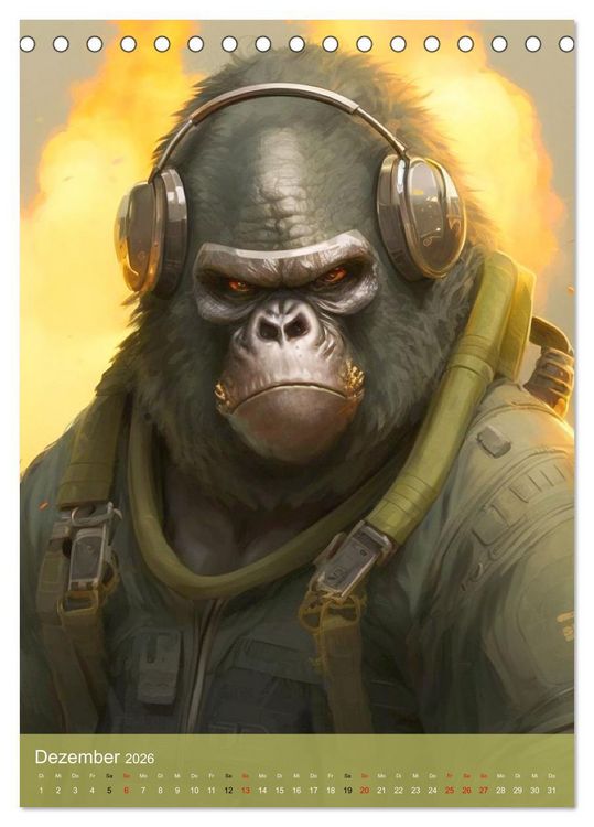Produktbild: Tierische Krieger. Pelzige Soldaten im aktiven Dienst des Milit&auml;rs (Tischkalender 2026 DIN A5 hoch), CALVENDO Monatskalender