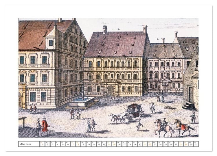 Produktbild: M&uuml;nchen: In alten Stichen und Zeichnungen (hochwertiger Premium Wandkalender 2026 DIN A2 quer), Kunstdruck in Hochglanz