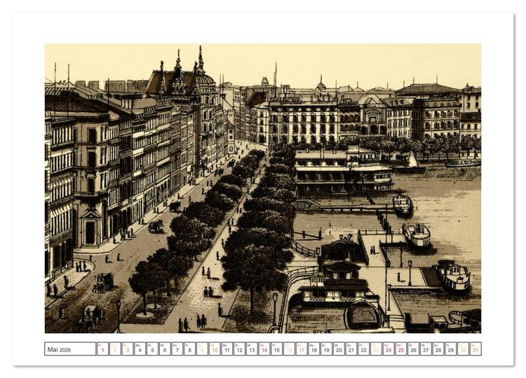 Produktbild: Hamburg: Die Hafenstadt auf historischen Stichen (Tischkalender 2026 DIN A5 quer), CALVENDO Monatskalender