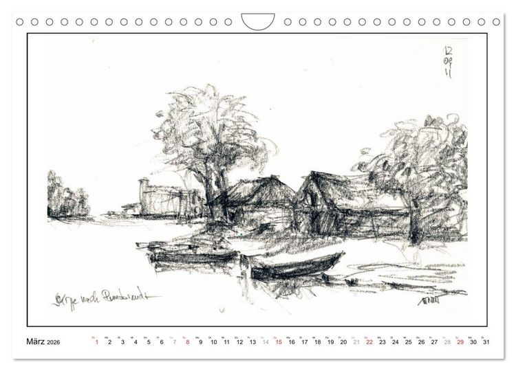 Produktbild: Rembrandt Landschaften wgVoigt (Wandkalender 2026 DIN A4 quer), CALVENDO Monatskalender