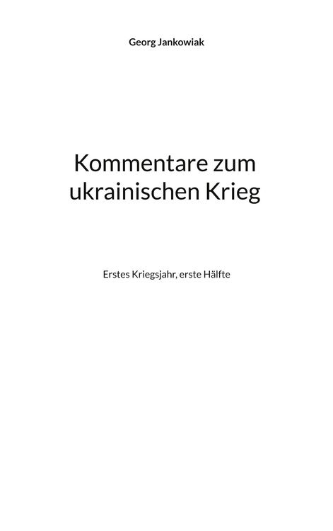 Produktbild: Kommentare zum ukrainischen Krieg