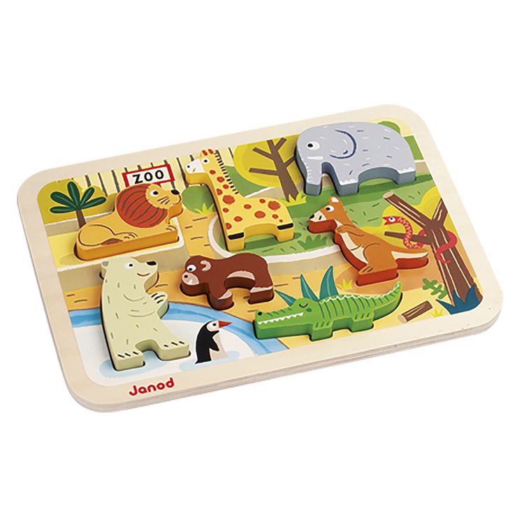 Produktbild: Zoo-Abenteuer: 7-teiliges Holzfiguren-Puzzle zum Greifen und Spielen