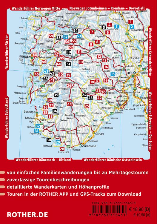 Produktbild: ROTHER Wanderf&uuml;hrer Norwegen &ndash; Der S&uuml;den. 60 Fjord- und Bergwanderungen zwischen Oslo, Kap Lindesnes und Sognefjorden