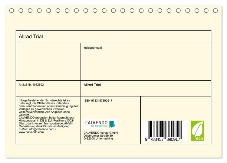 Produktbild: Allrad Trial (Tischkalender 2026 DIN A5 quer), CALVENDO Monatskalender