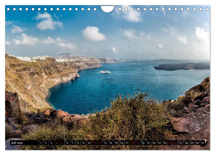 Produktbild: Santorini - Perle in der &Auml;gais (Wandkalender 2026 DIN A4 quer), CALVENDO Monatskalender