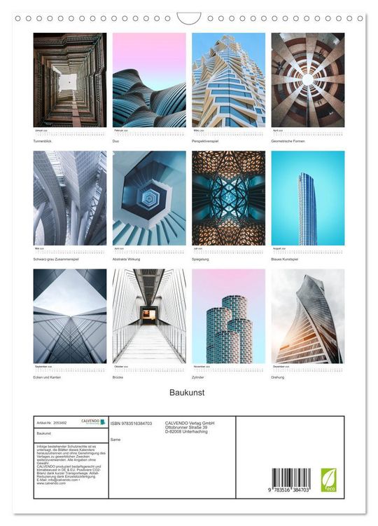Produktbild: Baukunst (Wandkalender 2026 DIN A3 hoch), CALVENDO Monatskalender