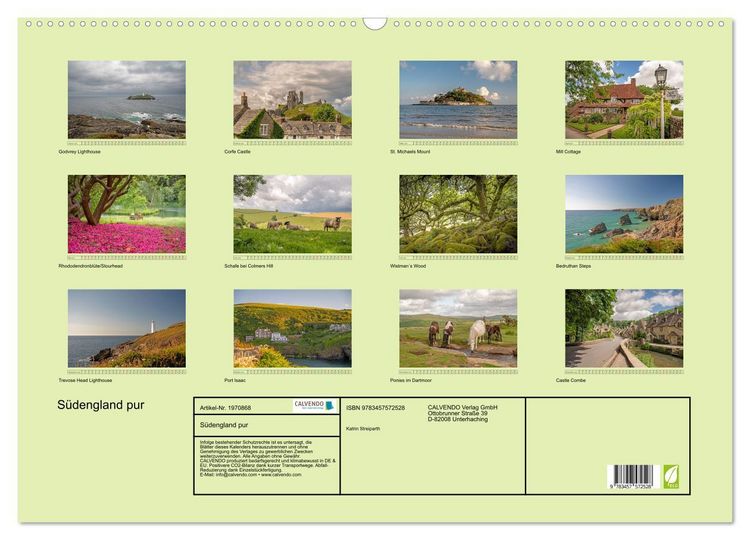 Produktbild: S&uuml;dengland pur (Wandkalender 2026 DIN A2 quer), CALVENDO Monatskalender