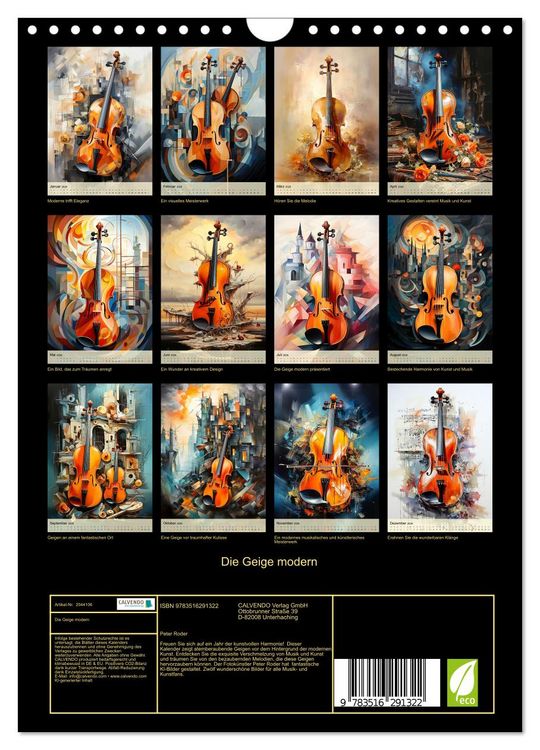 Produktbild: Die Geige modern (Wandkalender 2026 DIN A4 hoch), CALVENDO Monatskalender
