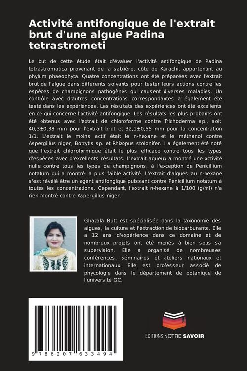 Produktbild: Activit&eacute; antifongique de l'extrait brut d'une algue Padina tetrastrometi