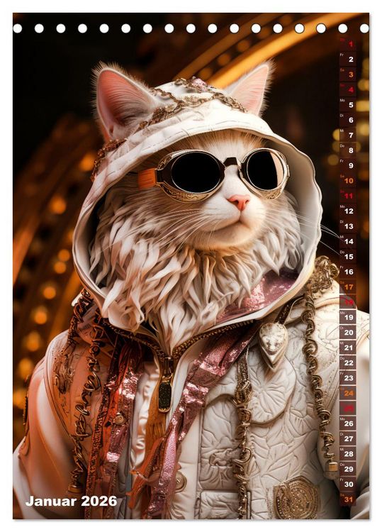 Produktbild: Stylische Katzen (Tischkalender 2026 DIN A5 hoch), CALVENDO Monatskalender