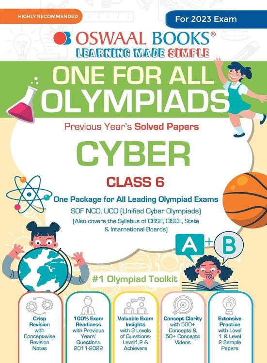 Produktbild: Oswaal One For All Olympiad Previous Years' Solved Papers, Class-6 Cyber Book (For 2023 Exam)