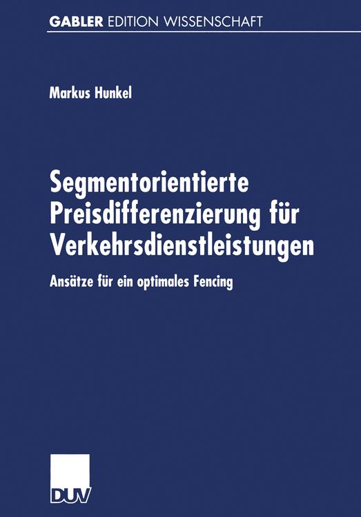 Produktbild: Segmentorientierte Preisdifferenzierung f&uuml;r Verkehrsdienstleistungen